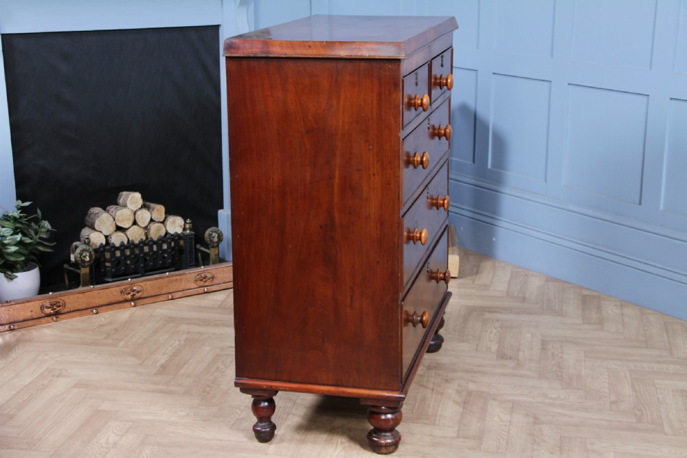 Original Antique Victorian Mahogany Compact Chest of 5 Drawers Restored C1870 View XVIII