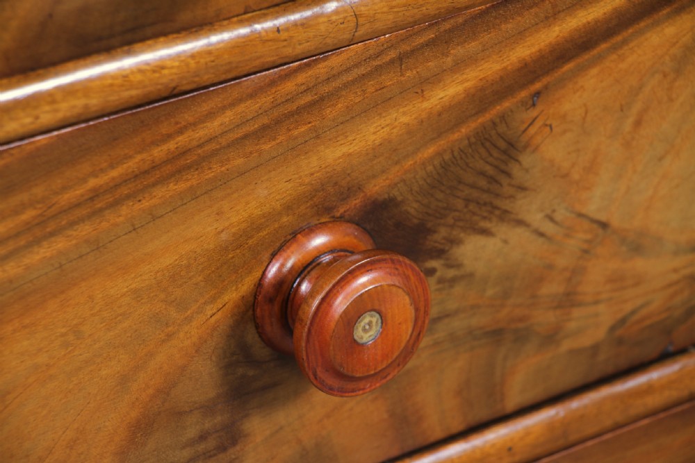 Original Antique Victorian Flame Grain Tall Bobbin Turned Mahogany Scottish Chest of 6 Drawers View VIII