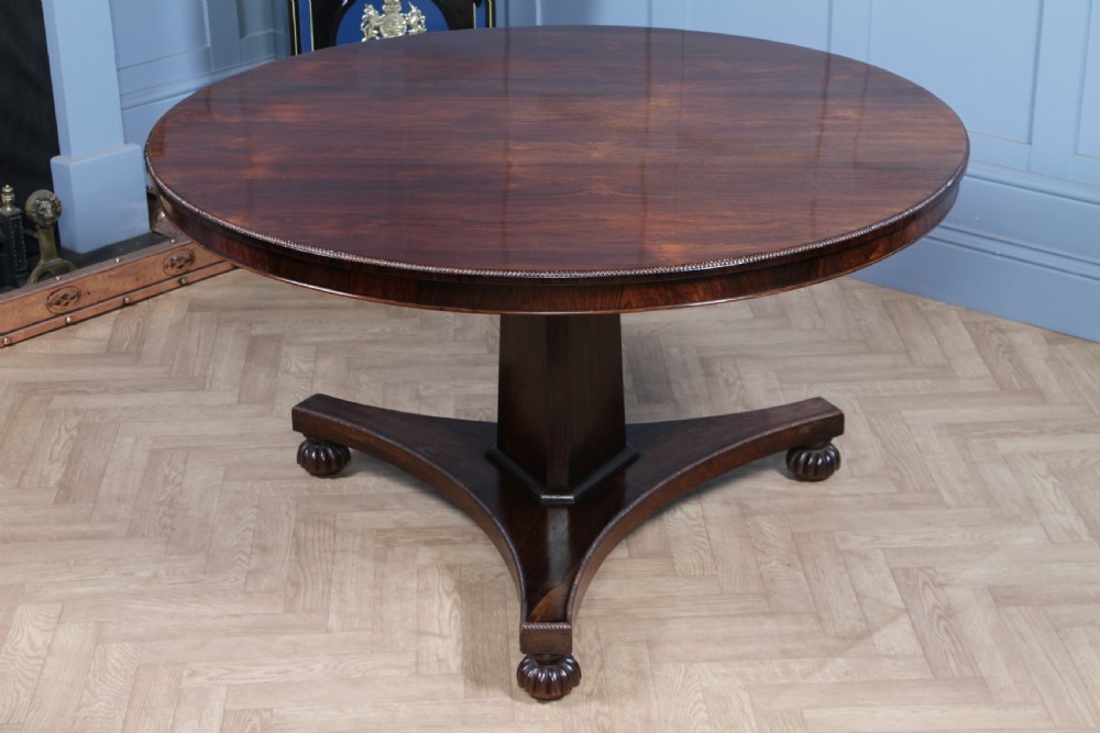 Antique Regency William IV Rosewood Grand Tilt Top Round Dining Table C1830
