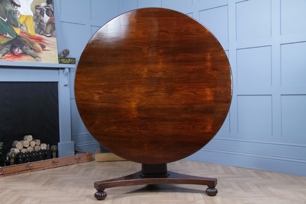 Antique Regency William IV Rosewood Grand Tilt Top Round Dining Table C1830 View IV
