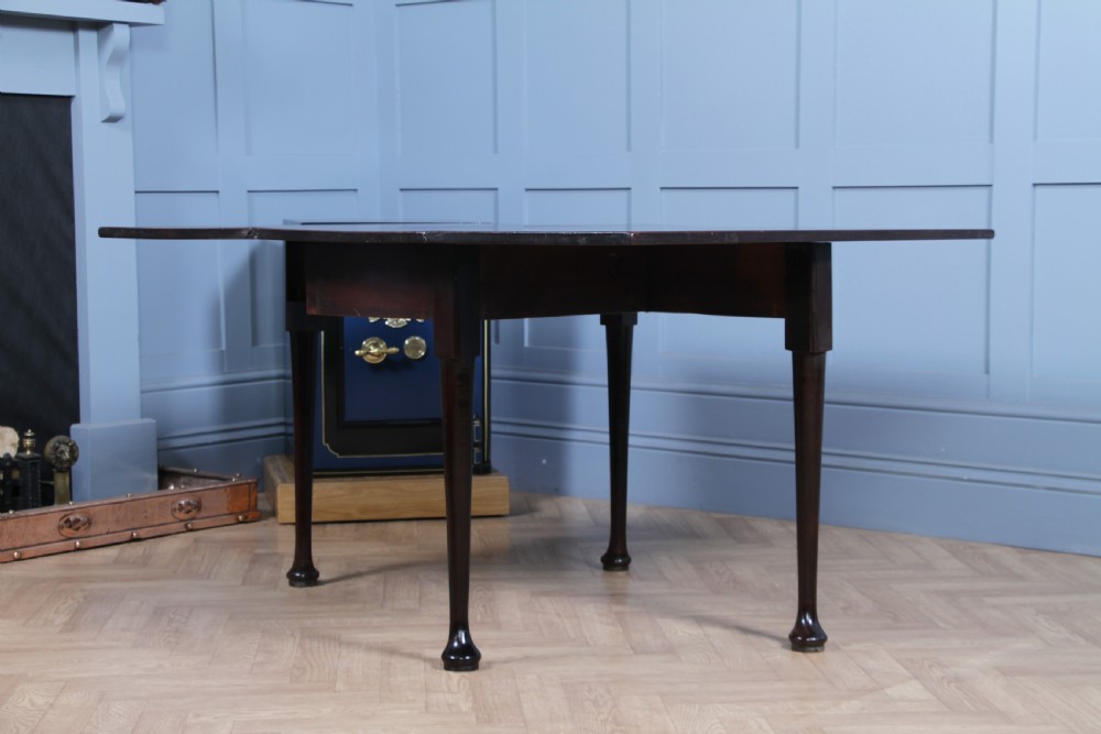 Original Antique Georgian Solid Mahogany Drop Leaf Queen Anne Dining Table C1840 View VI