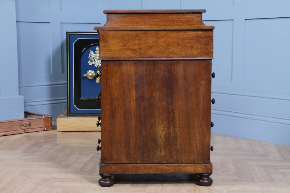 Original Antique Victorian Walnut 4 Drawer Davenport Desk Inlaid Restored C1880 View IX
