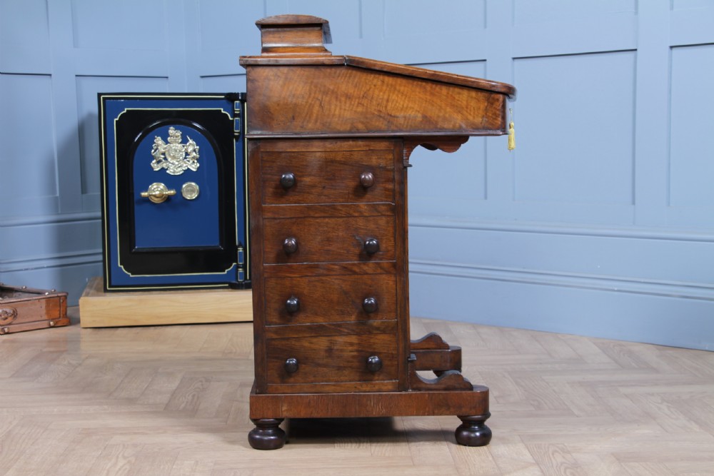 Original Antique Victorian Walnut 4 Drawer Davenport Desk Inlaid Restored C1880 View X