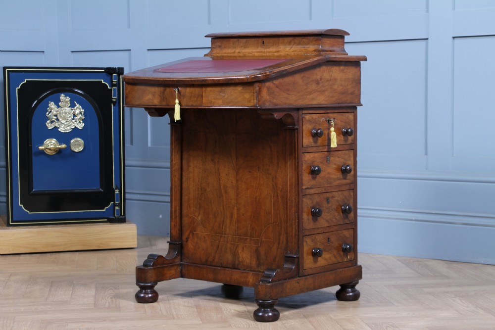 Original Antique Victorian Walnut 4 Drawer Davenport Desk Inlaid Restored C1880 View XIII