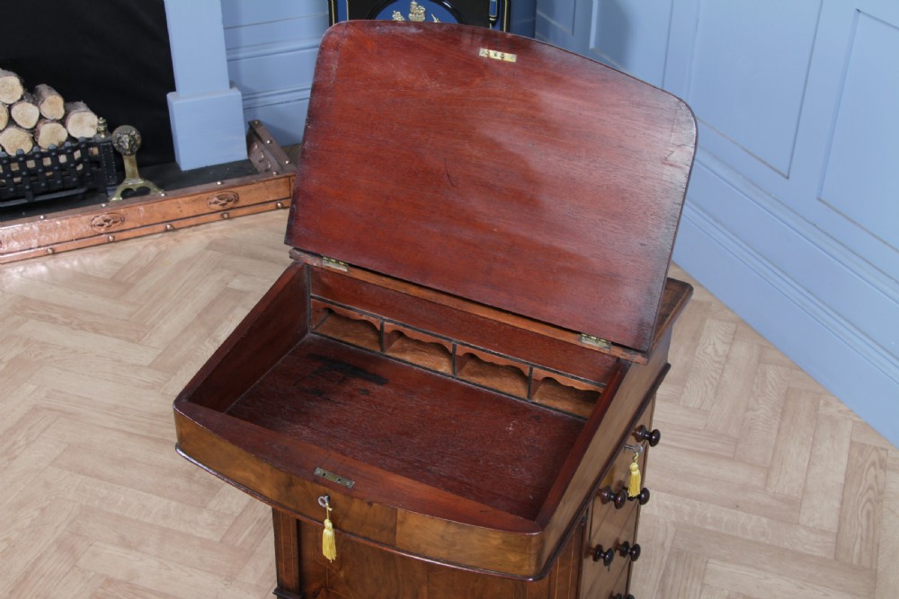 Original Antique Victorian Walnut 4 Drawer Davenport Desk Inlaid Restored C1880 View XV