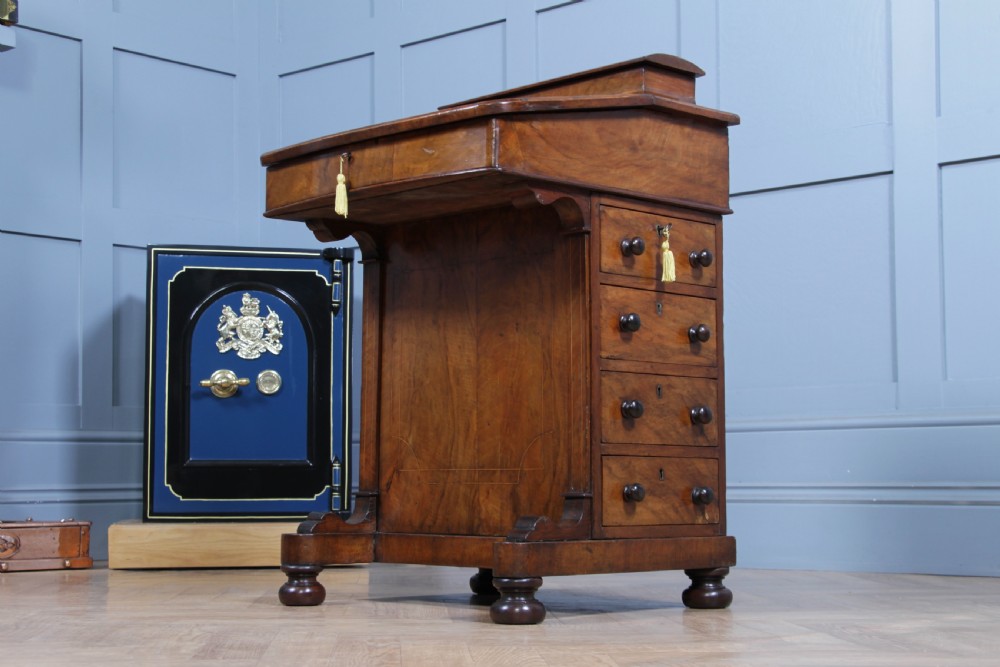 Original Antique Victorian Walnut 4 Drawer Davenport Desk Inlaid Restored C1880 View XXI