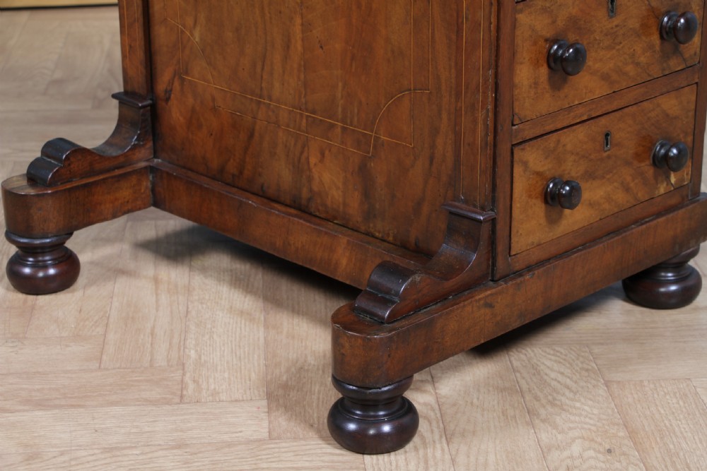 Original Antique Victorian Walnut 4 Drawer Davenport Desk Inlaid Restored C1880 View XXII
