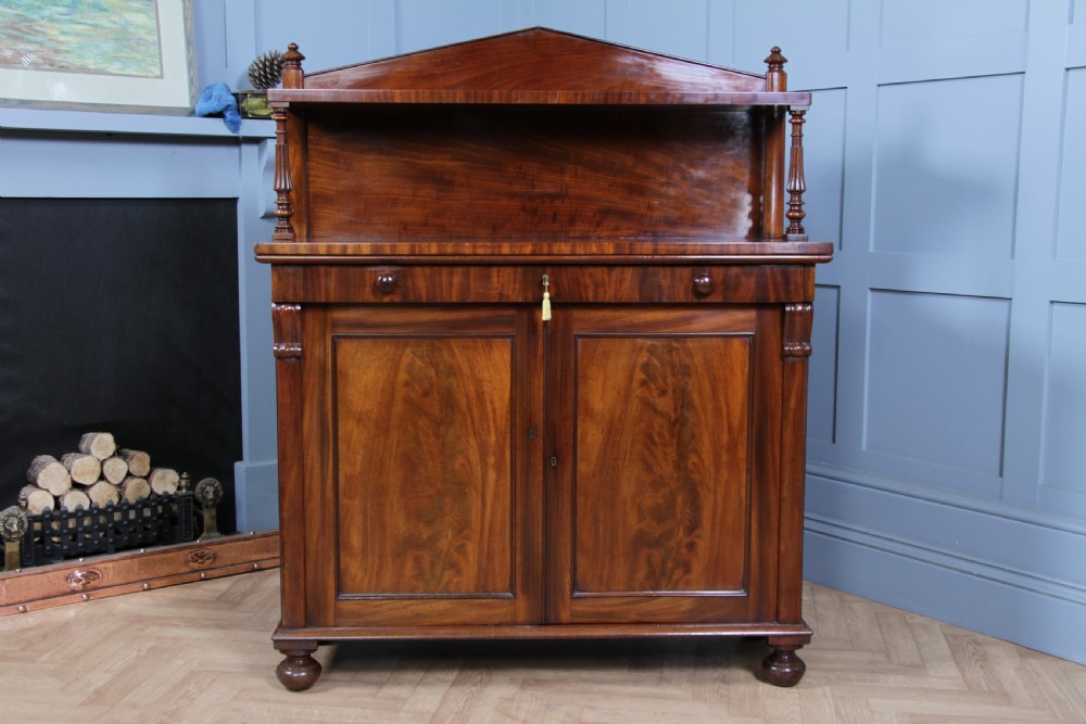 Original Antique Regency Georgian Flame Grain Mahogany Chiffonier Sideboard 1820 View III
