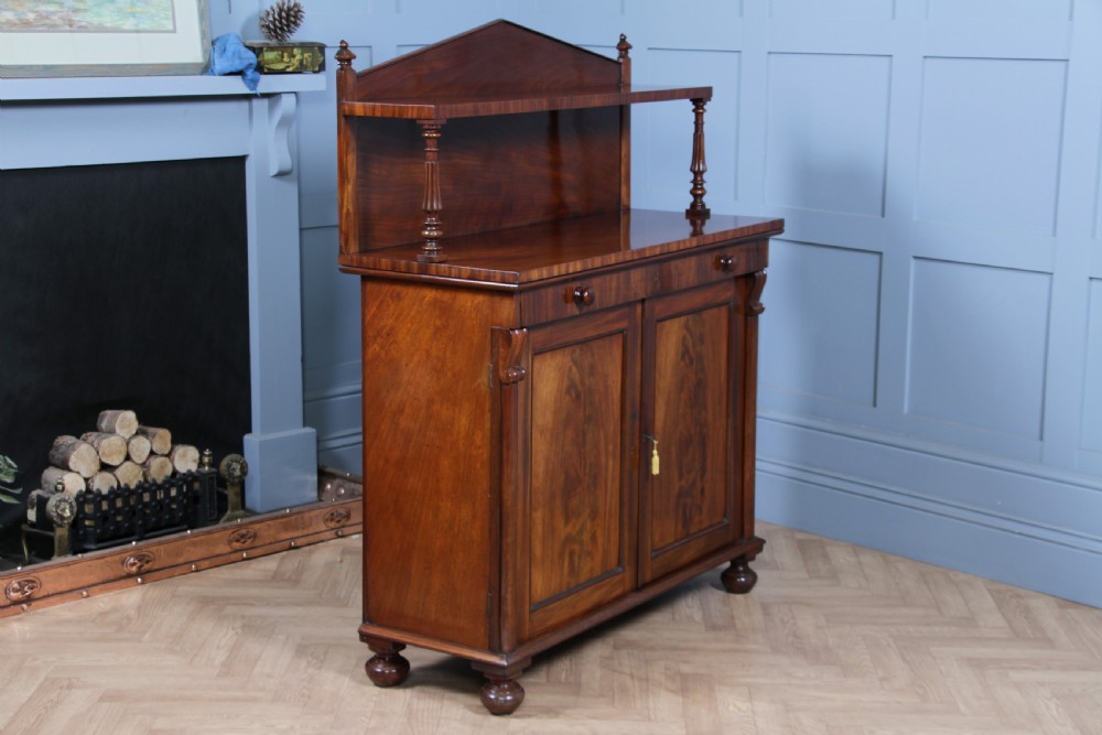 Original Antique Regency Georgian Flame Grain Mahogany Chiffonier Sideboard 1820 View VIII