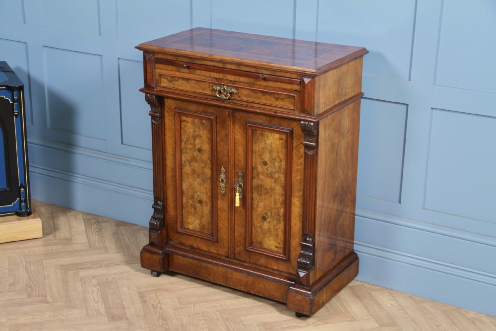 Antique 19th Century French Burr Walnut Secretaire Writing Cupboard C1880 View II