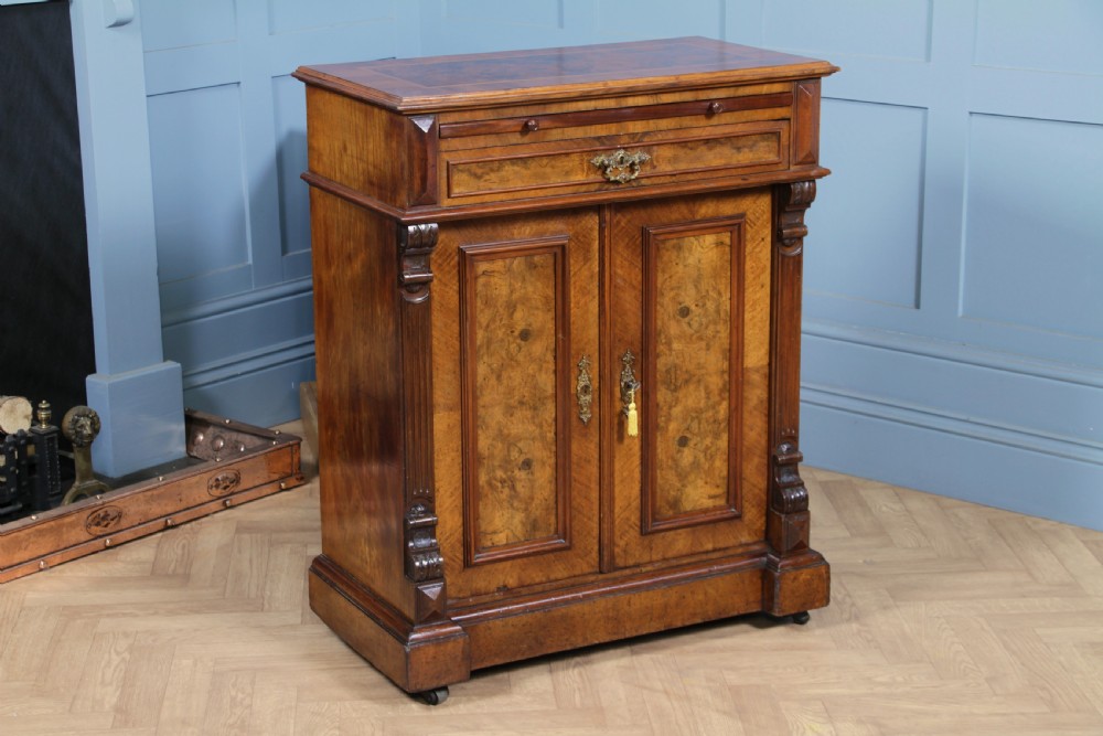 Antique 19th Century French Burr Walnut Secretaire Writing Cupboard C1880