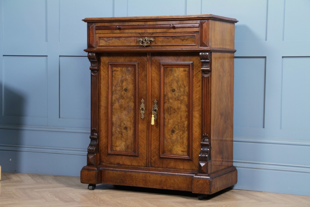 Antique 19th Century French Burr Walnut Secretaire Writing Cupboard C1880 View X