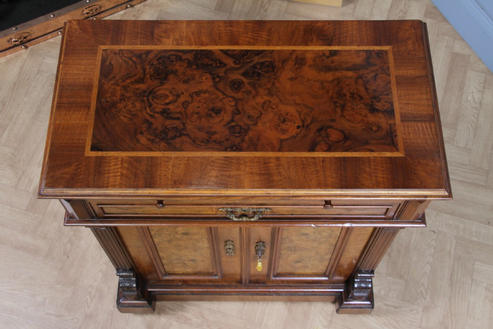 Antique 19th Century French Burr Walnut Secretaire Writing Cupboard C1880 View XII