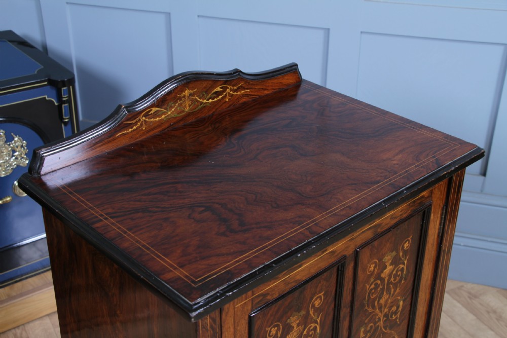 Original Antique Edwardian Rosewood Inlaid Glazed Music Sheet Cabinet C1890 View VII
