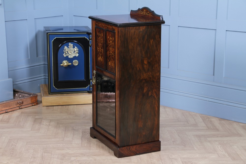 Original Antique Edwardian Rosewood Inlaid Glazed Music Sheet Cabinet C1890 View XV