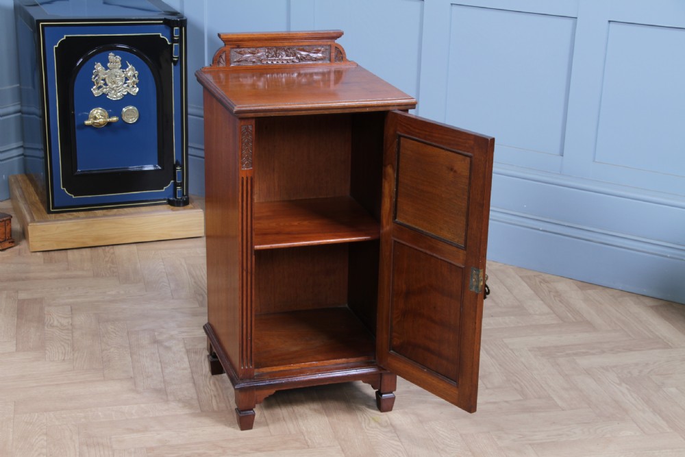 Antique Edwardian Carved Solid Walnut Bedside Cupboard C1890 View III