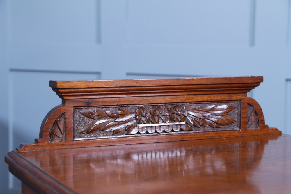 Antique Edwardian Carved Solid Walnut Bedside Cupboard C1890 View VIII
