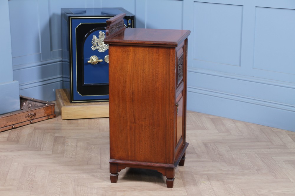 Antique Edwardian Carved Solid Walnut Bedside Cupboard C1890 View X