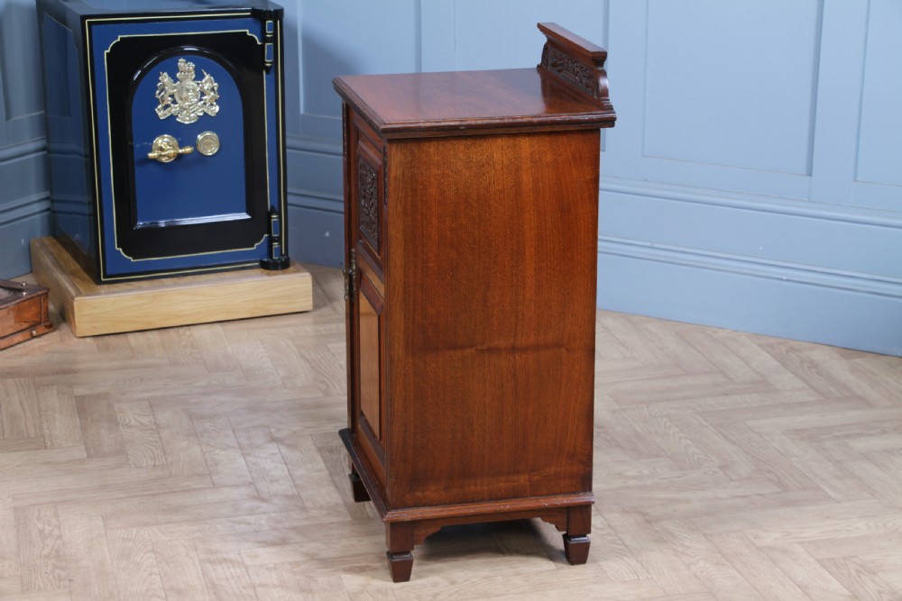 Antique Edwardian Carved Solid Walnut Bedside Cupboard C1890 View XI