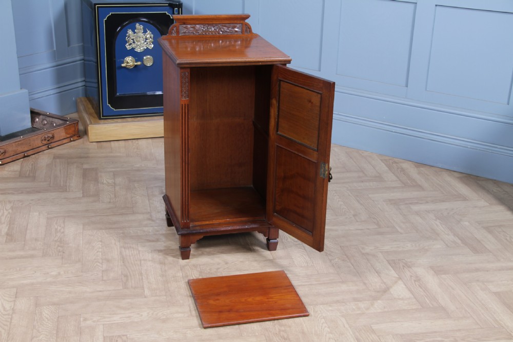Antique Edwardian Carved Solid Walnut Bedside Cupboard C1890 View XIII