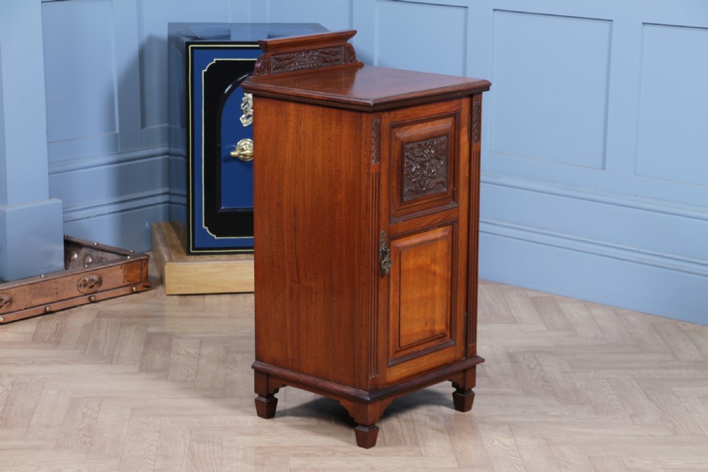 Antique Edwardian Carved Solid Walnut Bedside Cupboard C1890 View XVI