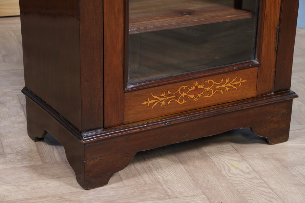 Original Antique Edwardian Walnut Inlaid Glazed Music Sheet Cabinet 1890 View V