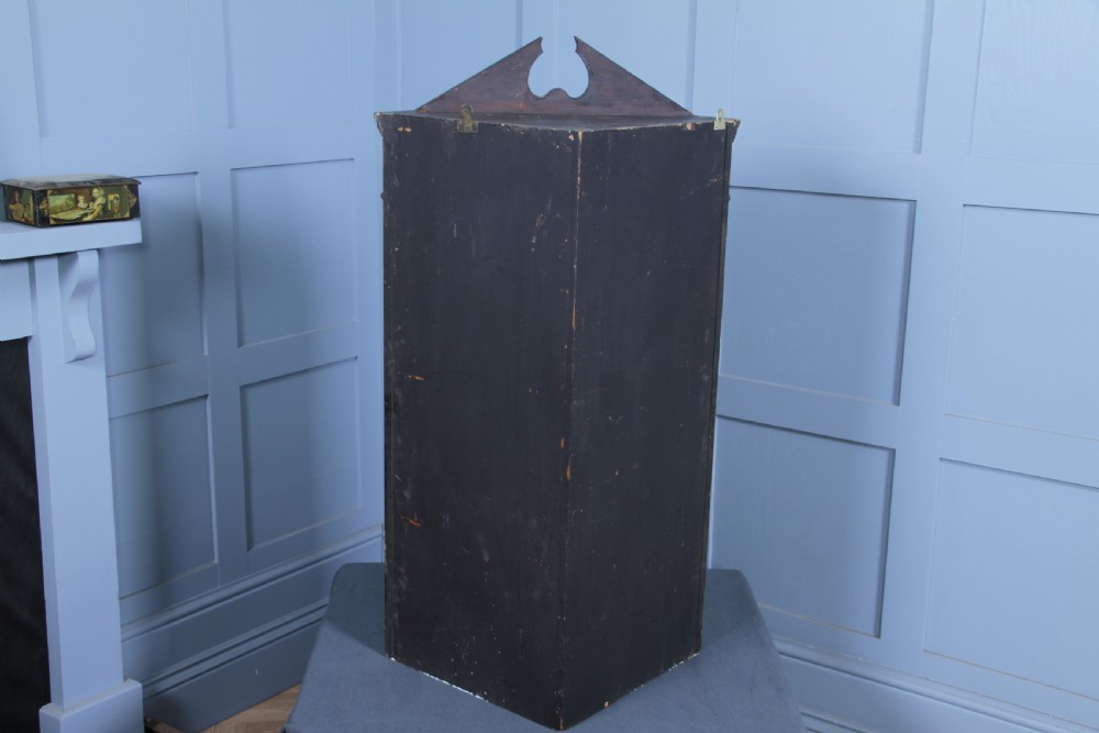 Antique Edwardian Astral Glazed Mahogany Inlaid Corner Wall Hanging Cabinet 1890 View XV