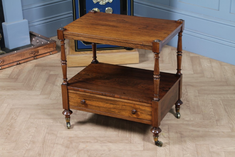 Rare Antique Regency Georgian Rosewood 2 Tier What Not With Drawer