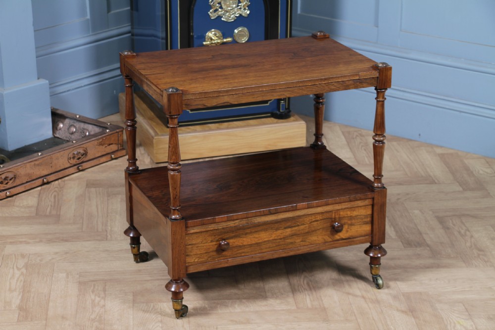 Rare Antique Regency Georgian Rosewood 2 Tier What Not With Drawer View II