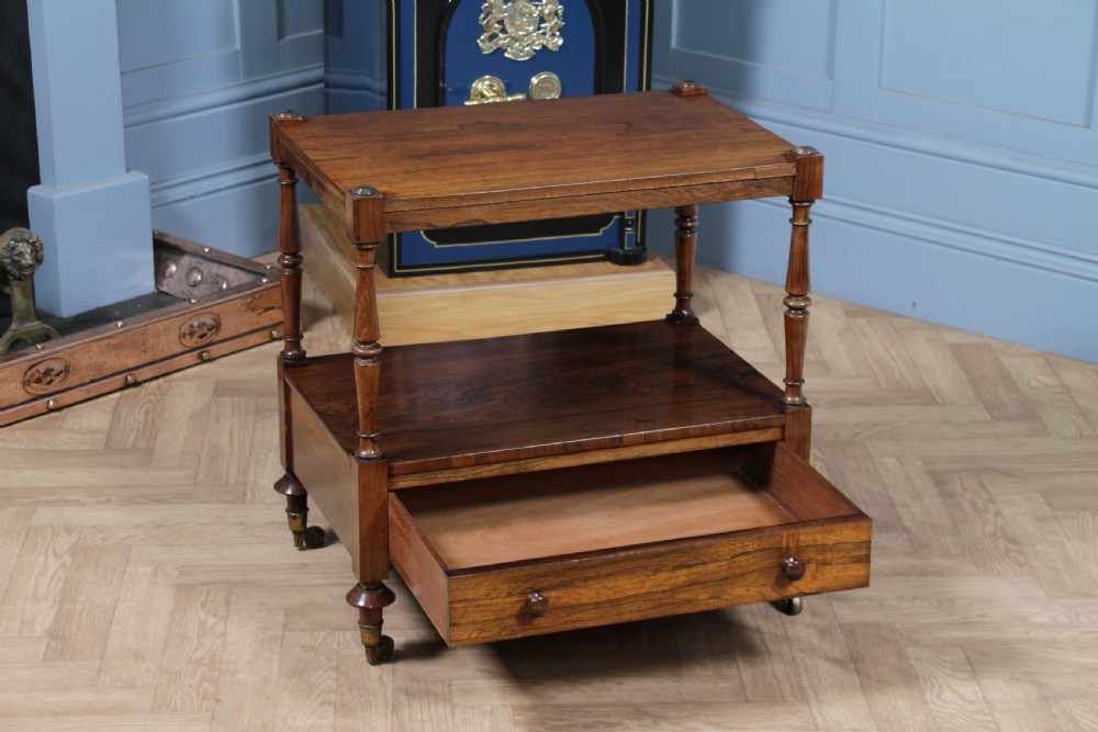 Rare Antique Regency Georgian Rosewood 2 Tier What Not With Drawer View III