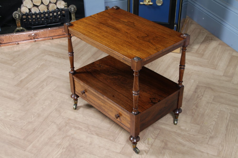 Rare Antique Regency Georgian Rosewood 2 Tier What Not With Drawer View IV