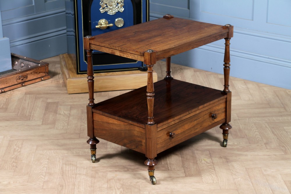 Rare Antique Regency Georgian Rosewood 2 Tier What Not With Drawer View VI