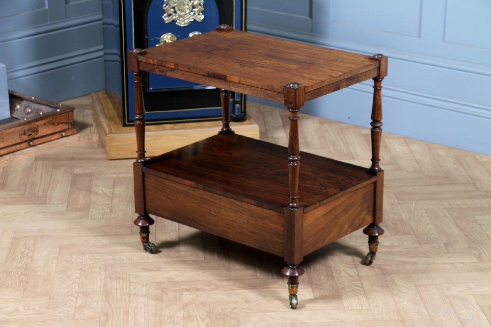 Rare Antique Regency Georgian Rosewood 2 Tier What Not With Drawer View VII