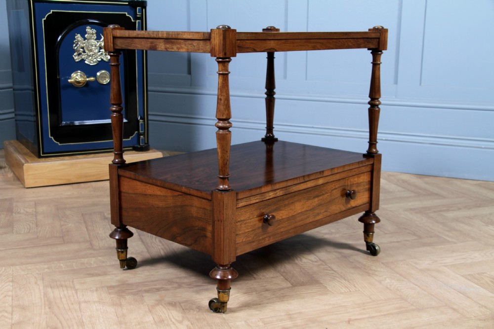Rare Antique Regency Georgian Rosewood 2 Tier What Not With Drawer View VIII