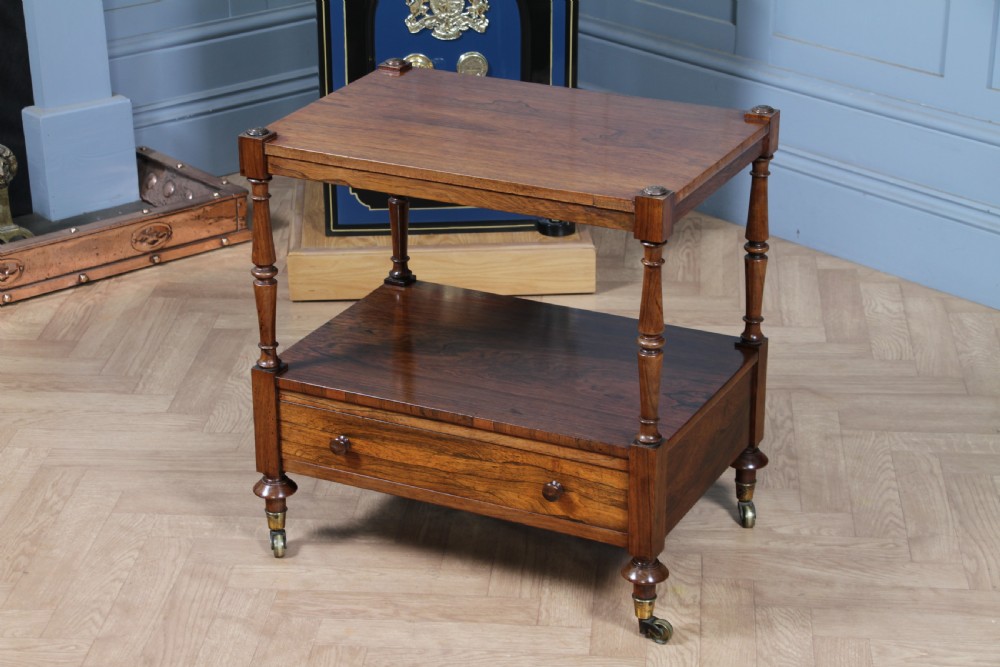 Rare Antique Regency Georgian Rosewood 2 Tier What Not With Drawer View IX