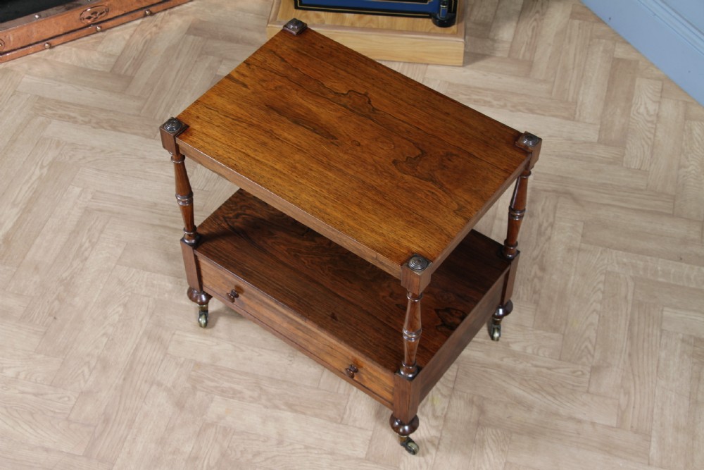 Rare Antique Regency Georgian Rosewood 2 Tier What Not With Drawer View XI
