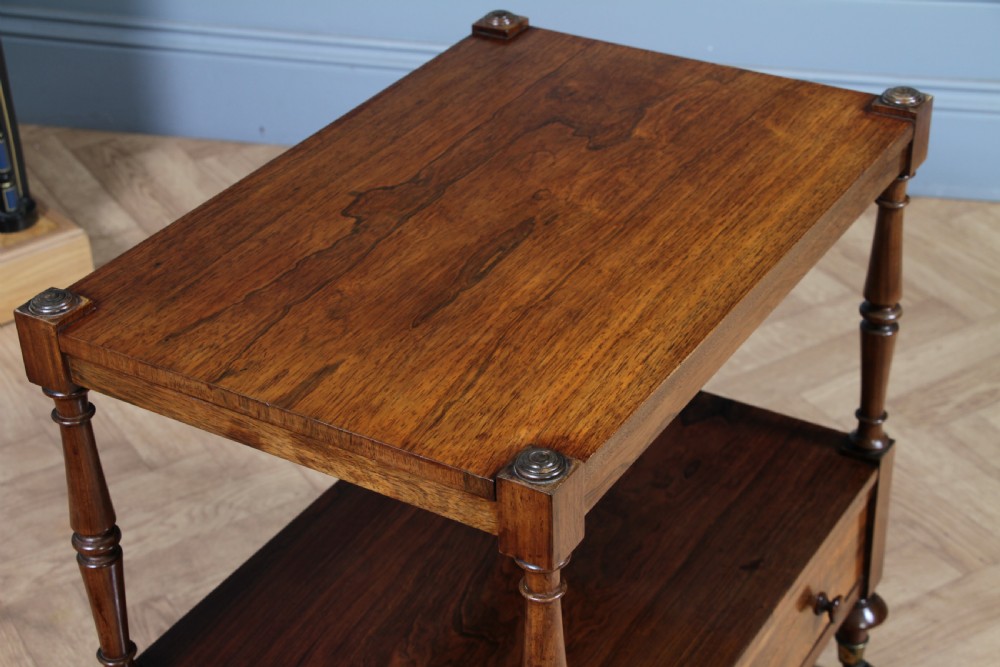Rare Antique Regency Georgian Rosewood 2 Tier What Not With Drawer View XII