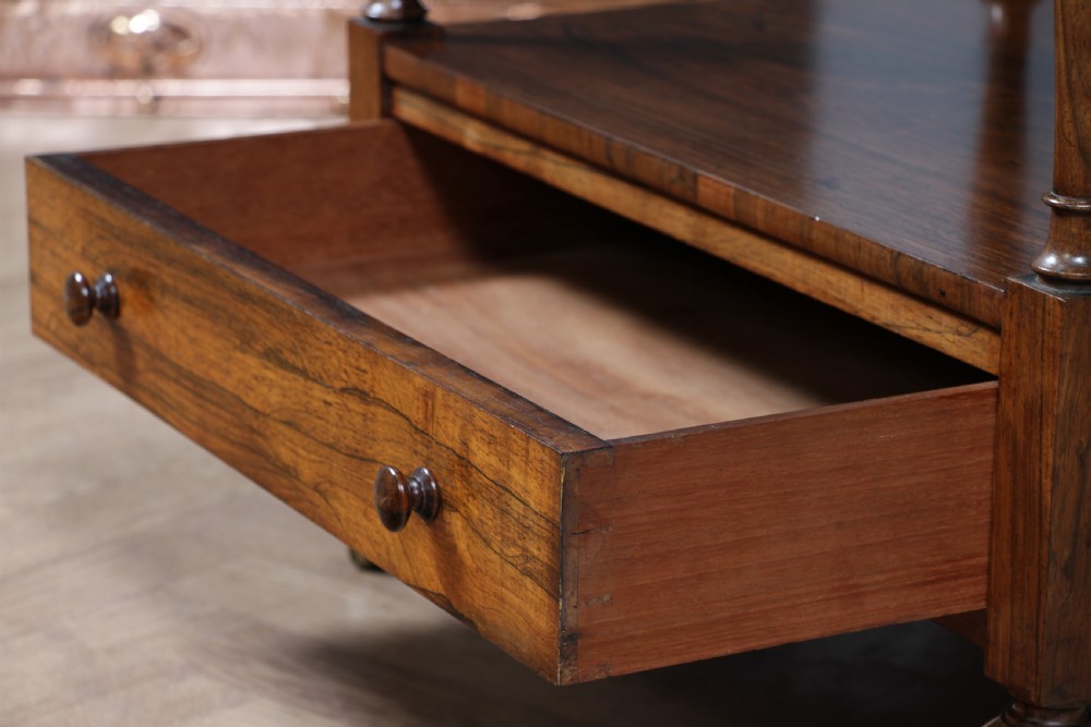 Rare Antique Regency Georgian Rosewood 2 Tier What Not With Drawer View XIII