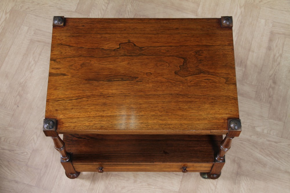 Rare Antique Regency Georgian Rosewood 2 Tier What Not With Drawer View XV