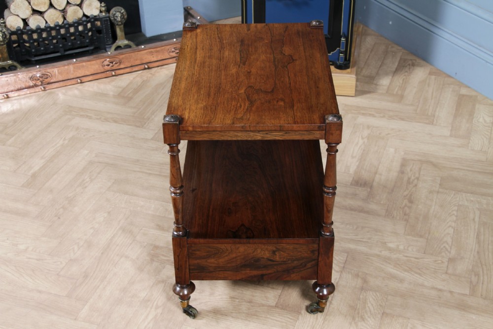 Rare Antique Regency Georgian Rosewood 2 Tier What Not With Drawer View XVI