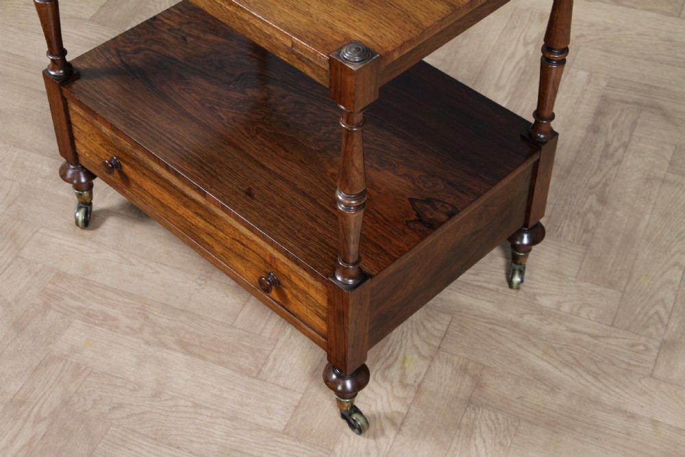 Rare Antique Regency Georgian Rosewood 2 Tier What Not With Drawer View XVII