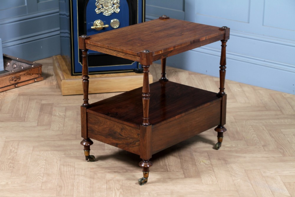 Rare Antique Regency Georgian Rosewood 2 Tier What Not With Drawer View XVIII