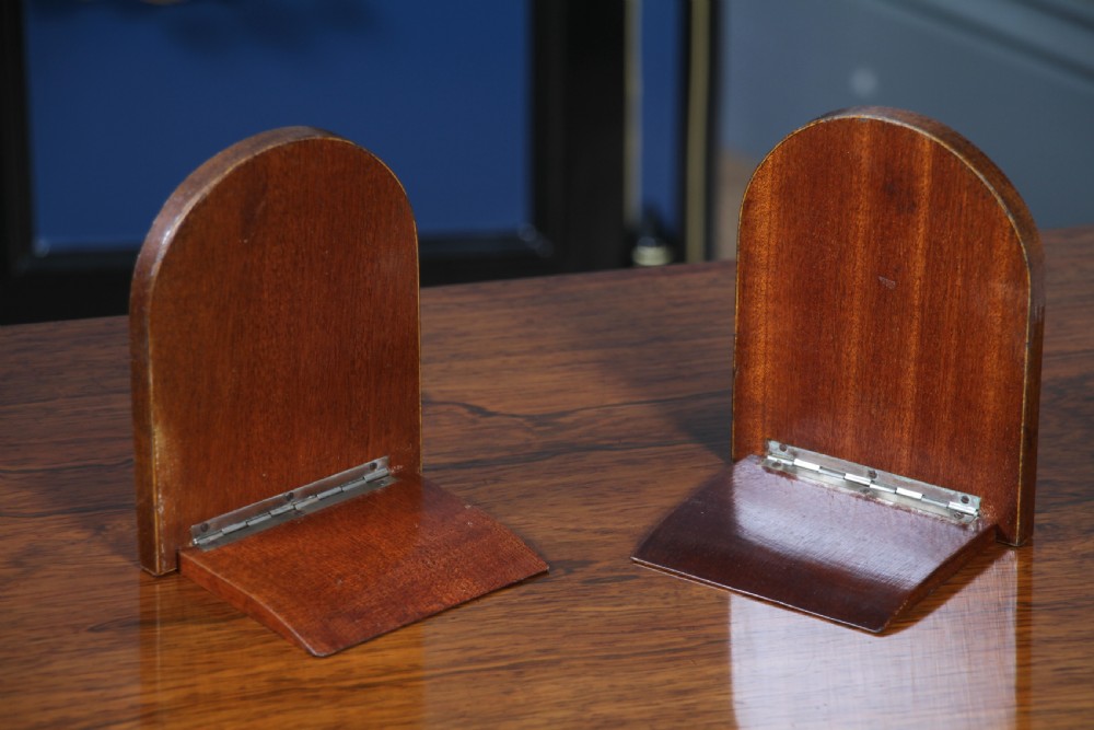 Pair of Antique Edwardian Mahogany Inlaid Boxwood & Satinwood Marquetry Bookends View VII