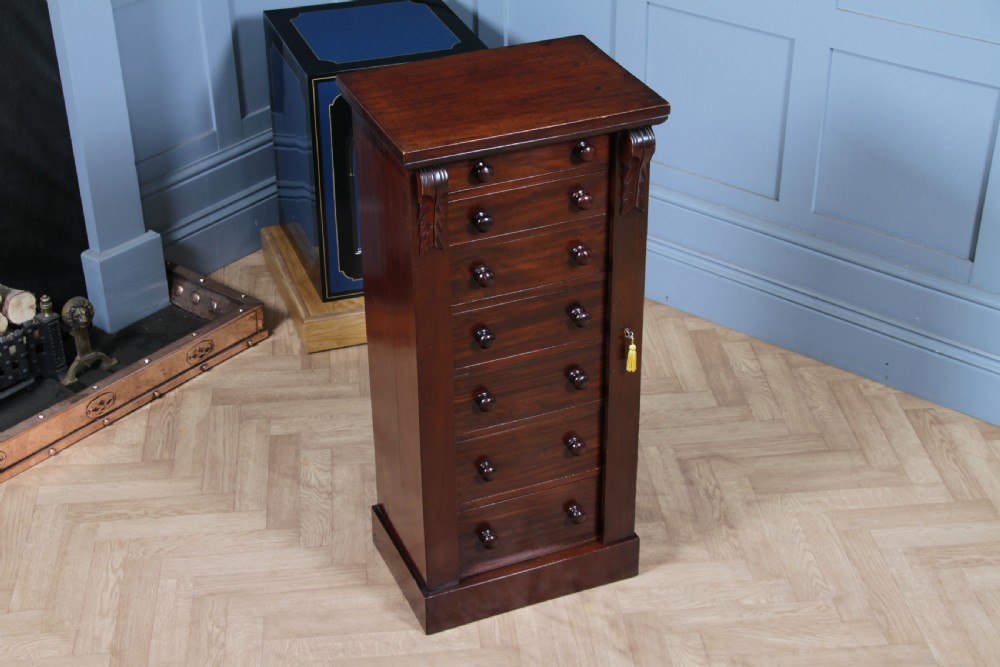 Original Antique Victorian Mahogany Wellington Chest of 7 Drawers C1870