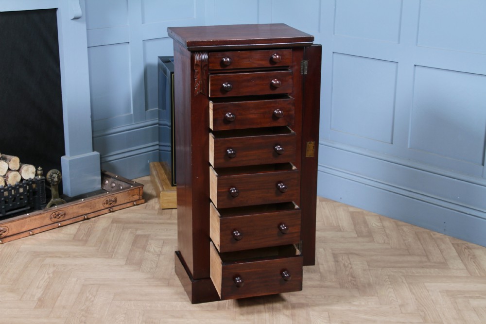 Original Antique Victorian Mahogany Wellington Chest of 7 Drawers C1870 View IV