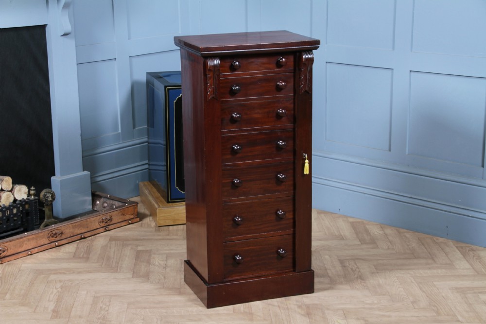 Original Antique Victorian Mahogany Wellington Chest of 7 Drawers C1870 View V
