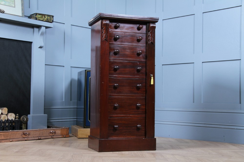 Original Antique Victorian Mahogany Wellington Chest of 7 Drawers C1870 View VI