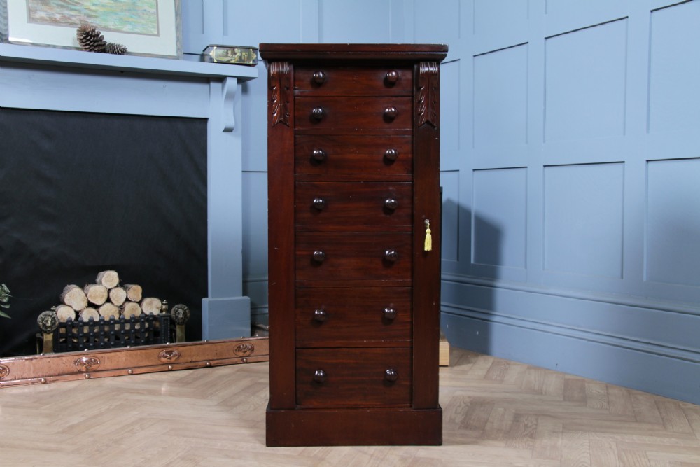 Original Antique Victorian Mahogany Wellington Chest of 7 Drawers C1870 View VII