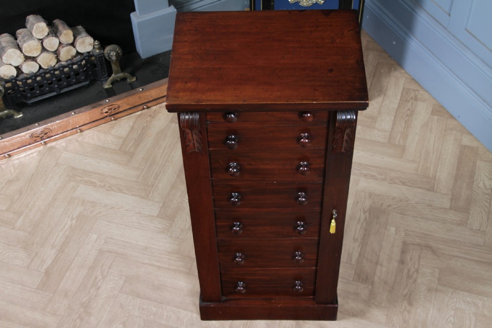 Original Antique Victorian Mahogany Wellington Chest of 7 Drawers C1870 View IX