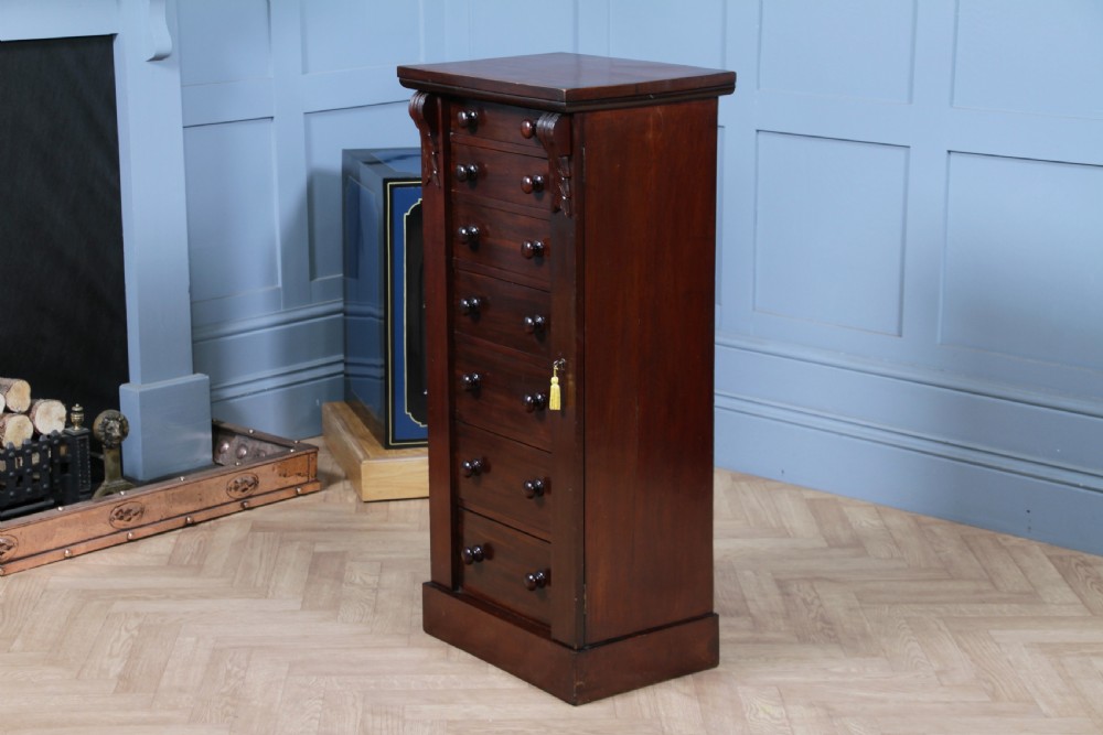 Original Antique Victorian Mahogany Wellington Chest of 7 Drawers C1870 View XVI
